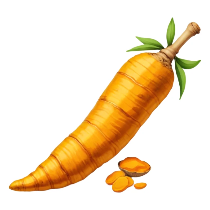 Turmeric root with golden glow, anti-inflammatory food sticker