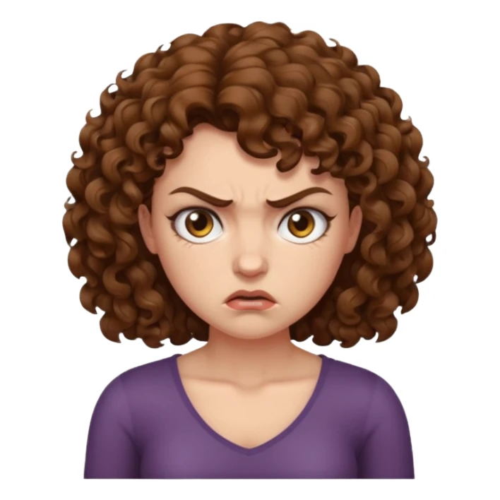 angry curly haired woman with torso sticker