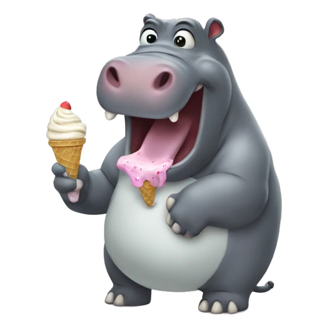 Hippopotamus eating ice cream sticker