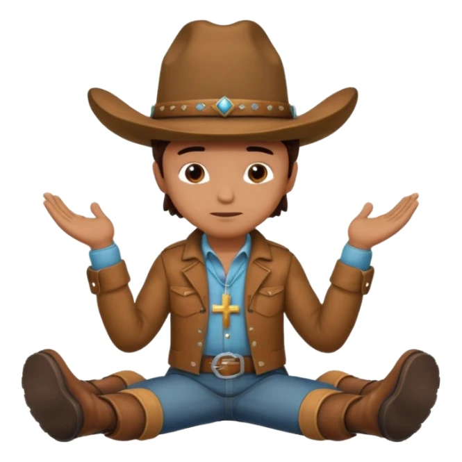 cowboy hat on the ground boots beside it hands in prayer position sticker