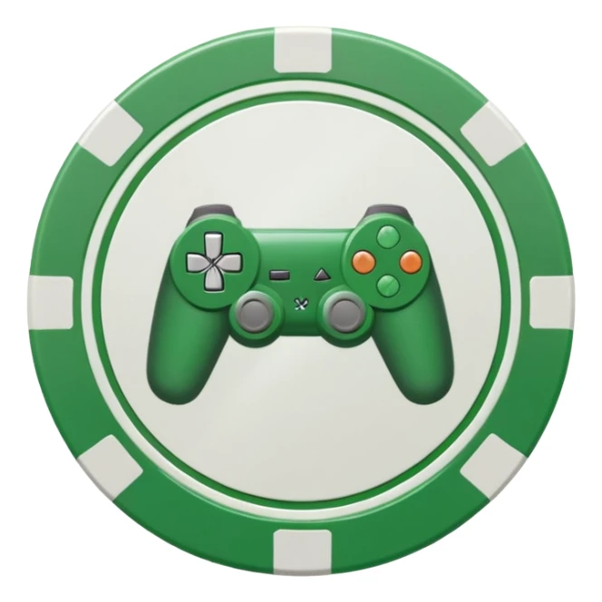 poker chip with playstation controller design, green and white colors sticker