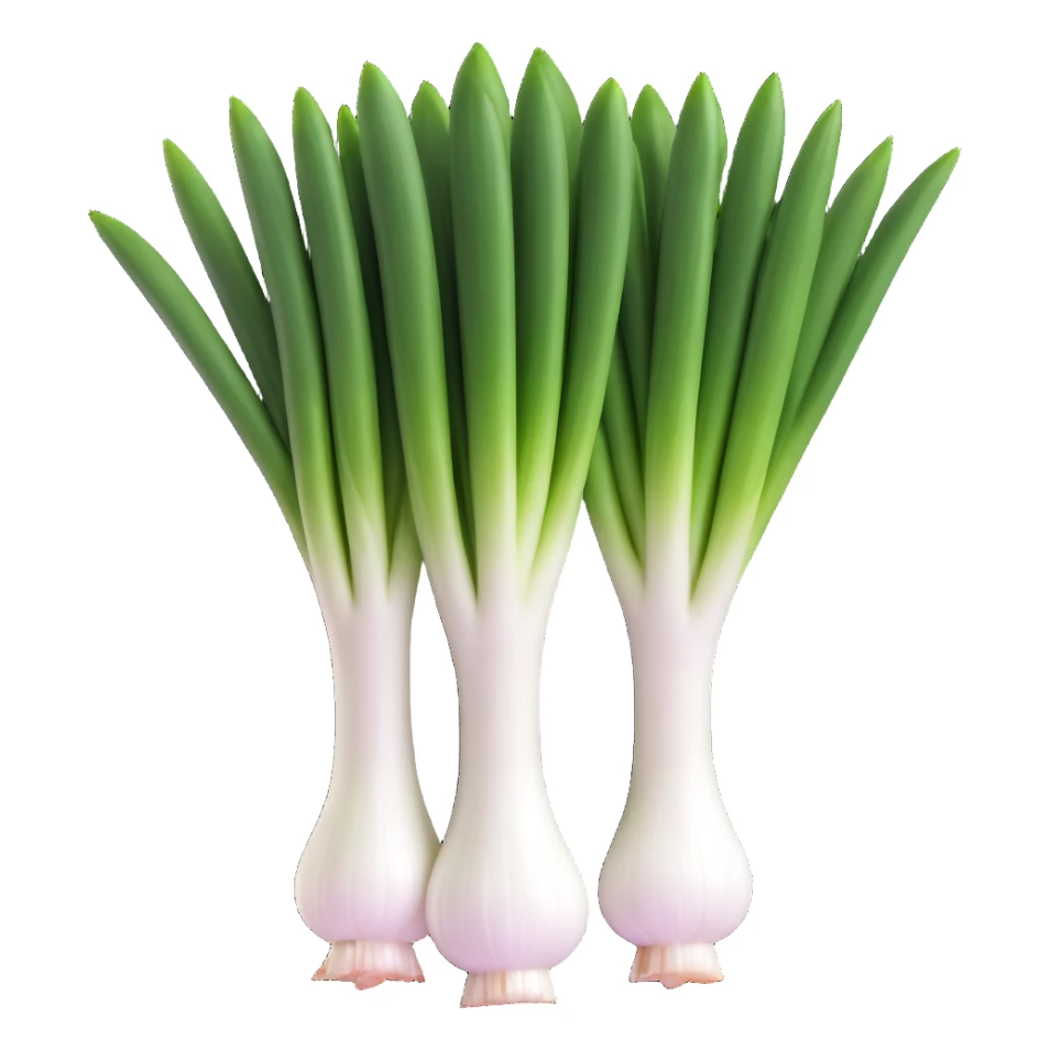chopped green onions, clean, minimal, cute, well-lit, soft shadow, white background sticker