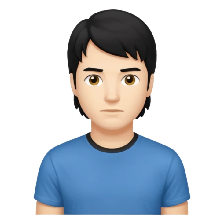 A young man with mullet black hair. sticker