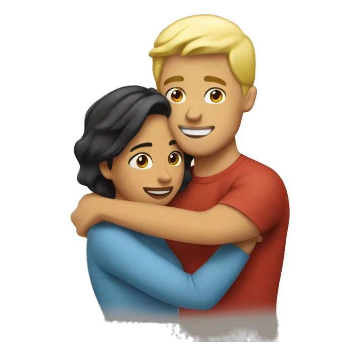 Blond man and hispanic woman hug each other sticker
