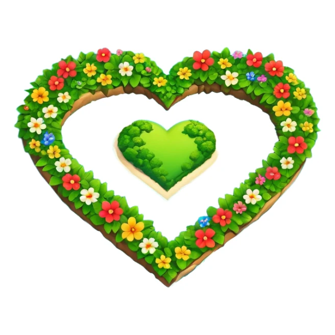 A heart as a island with green and flowers on it sticker