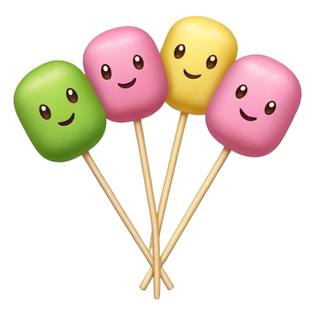 dango on a stick with three colorful rice balls sticker