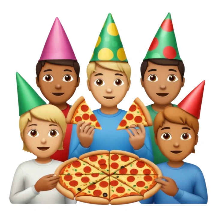grupo de amigos felices comiendo pizza sticker