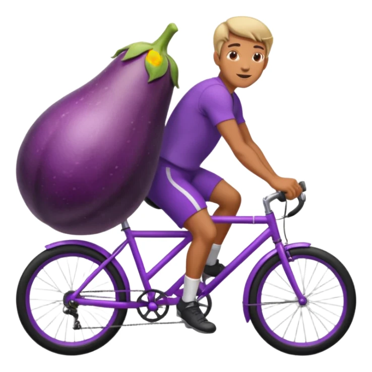 guy riding a eggplant like a bike  sticker