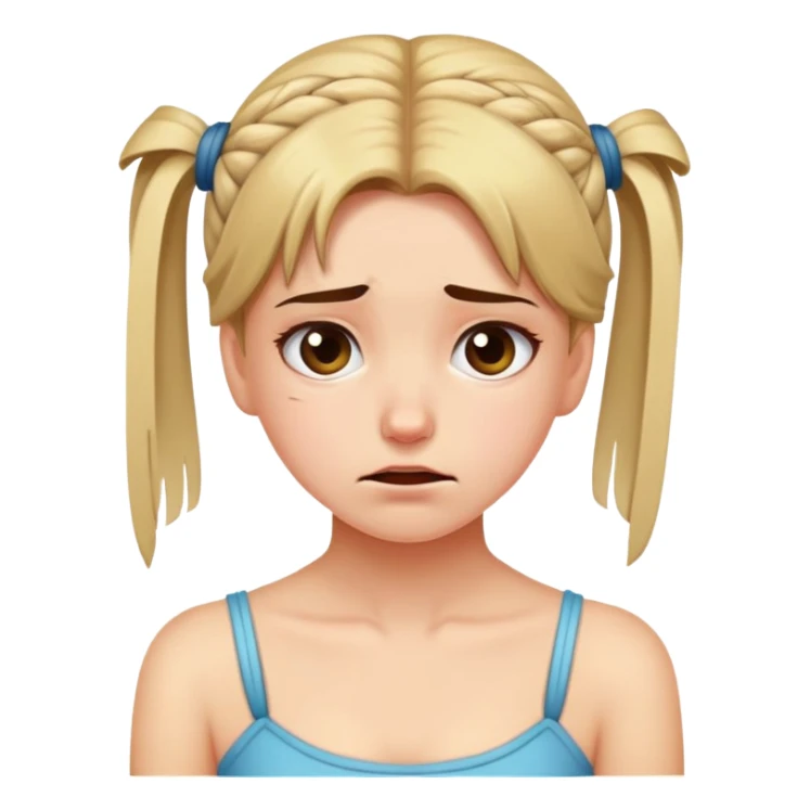 Girl showing embarrassment, fair skin, tied back hair sticker