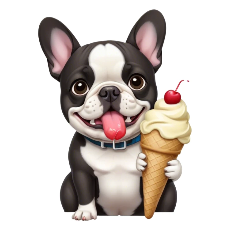  French bulldog eating ice cream sticker
