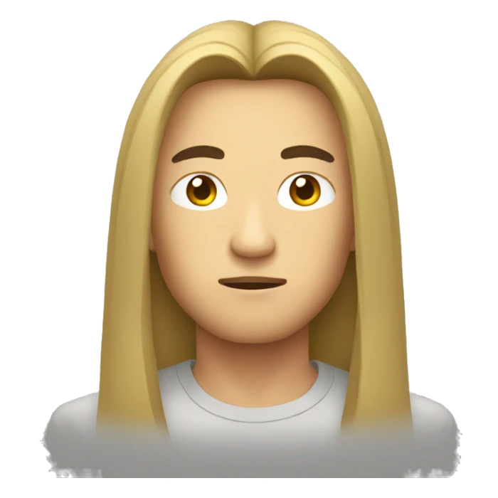 asian guy with long hair serious face sticker