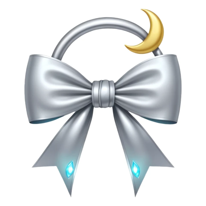Elegant silver bow with glowing string, crescent-moon motifs. sticker
