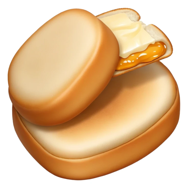 Fried mantou golden crispy bun with condensed milk, simplified emoji style with bold outlines and bright colors, cartoon style Chinese deep fried bread sticker