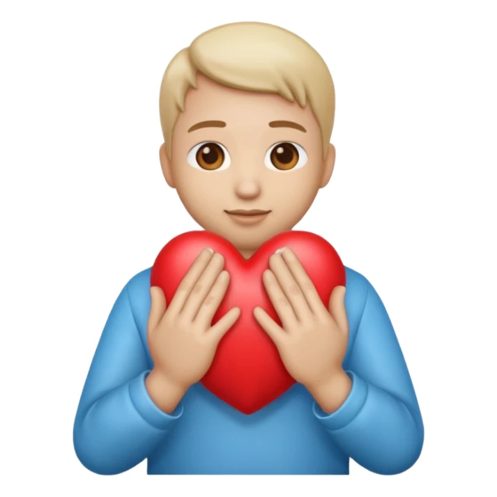 Single emoji combining praying hands and a red heart, hands holding or framing the heart, modern Apple iOS emoji style, glossy 3D, soft gradients, centered, transparent background. sticker