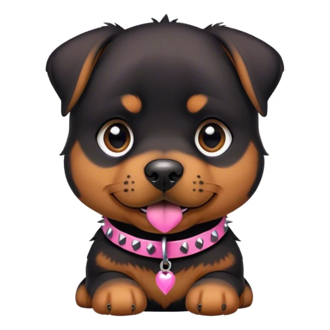 Rottweiler puppy with pink spiked collar sticker