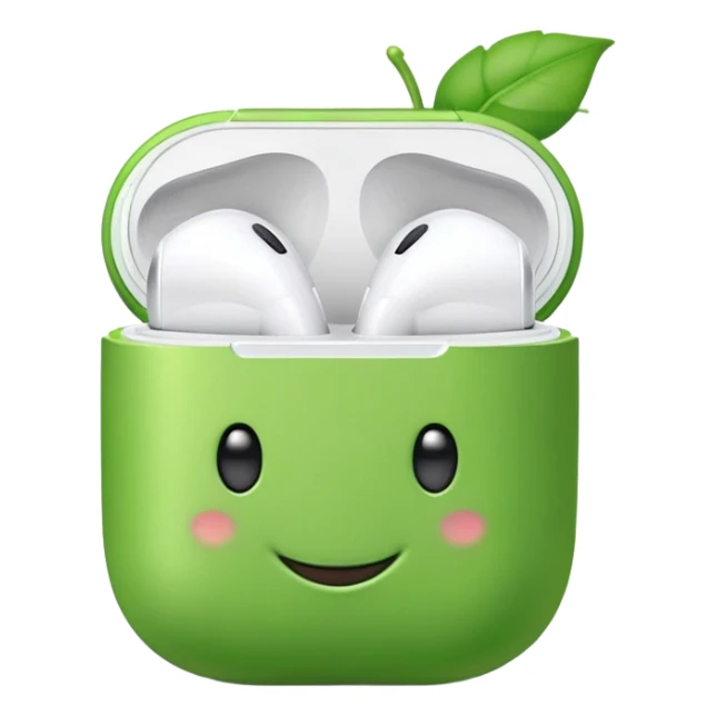 cute green pea wearing airpods sticker