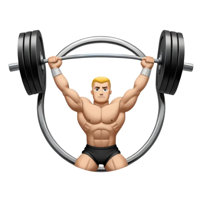An emblem symbolizing powerlifting, featuring a bold barbell at the center, with strong, muscular arms lifting the barbell. The design is dynamic and powerful, using sharp lines and bold text. The background is minimal, ensuring the focus stays on the emblem. sticker