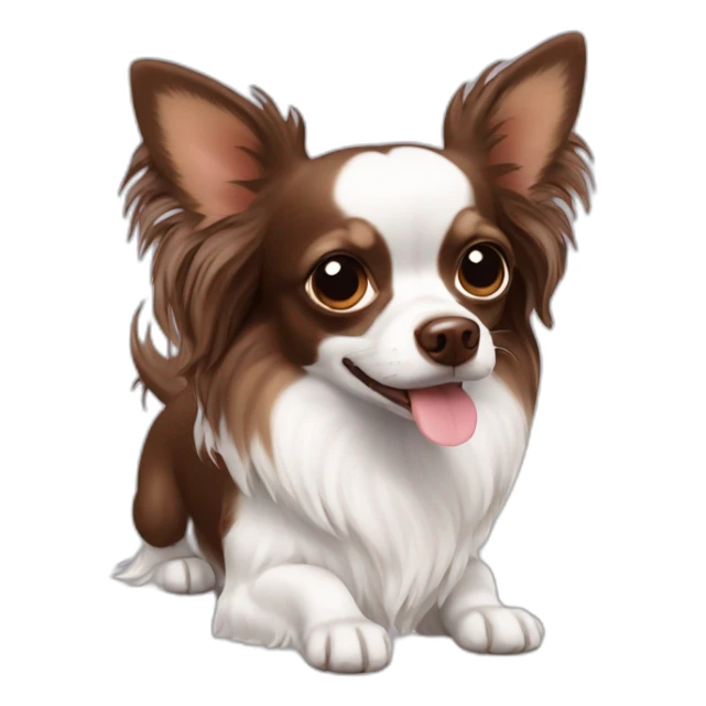 Chocolate long haired chihuahua with white chest sticker
