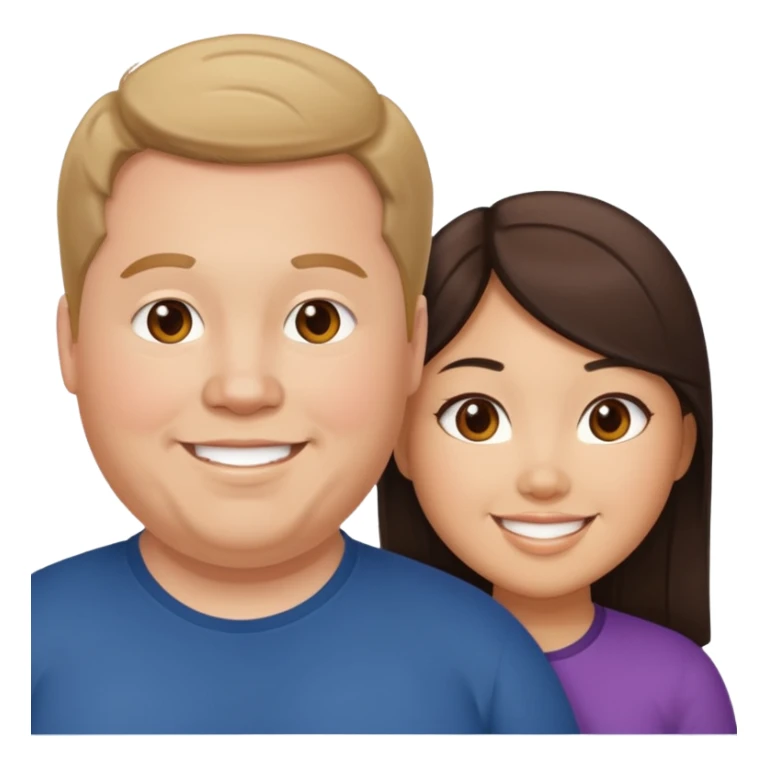 fat brunette white guy with fat brunette asian girl sticker