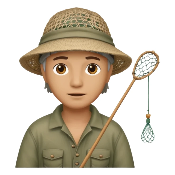 a fisherman is casting the fishing net sticker