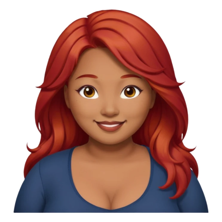 Plus size red hair brown face small eyes long hair Asian eyes sticker