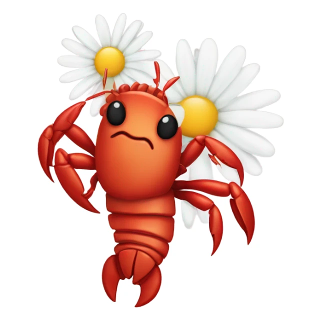 Crawfish holding a daisy in its claws sticker