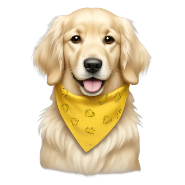 English cream long haired golden retriever with yellow bandana on sticker
