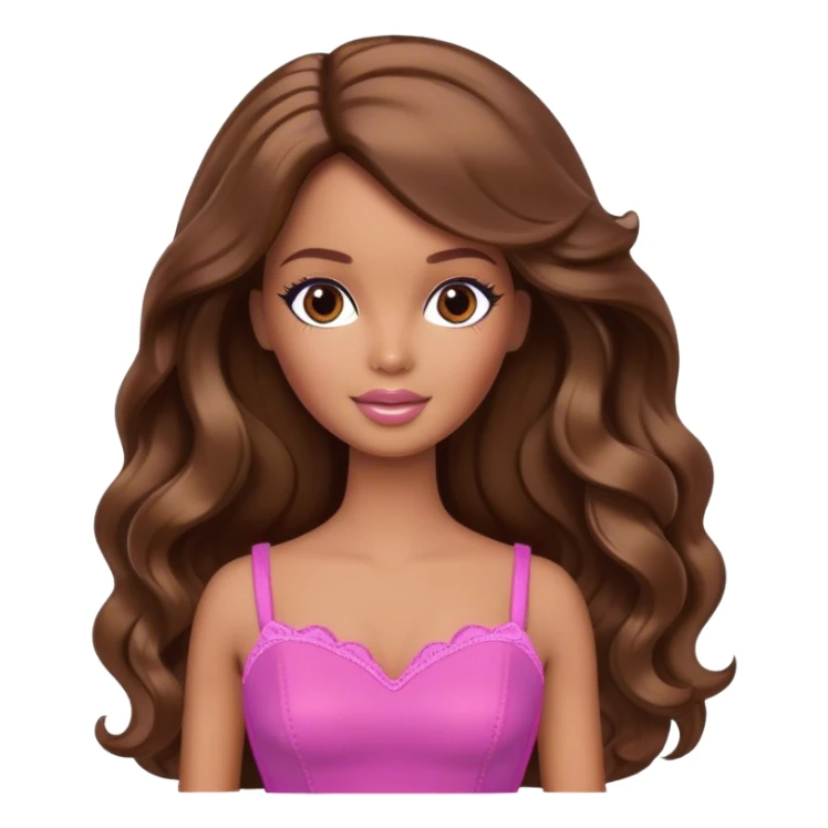 brown barbie brown hair long wavy sticker