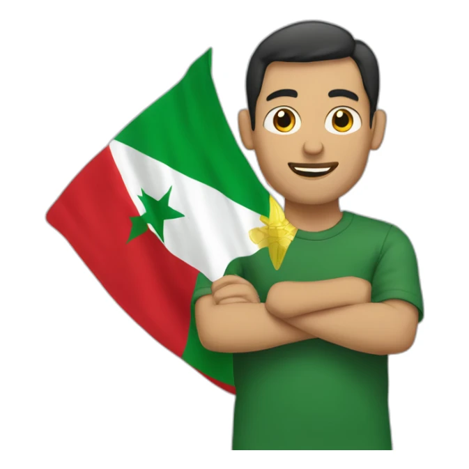 Homme avec drapeau Algérie dans la main sticker