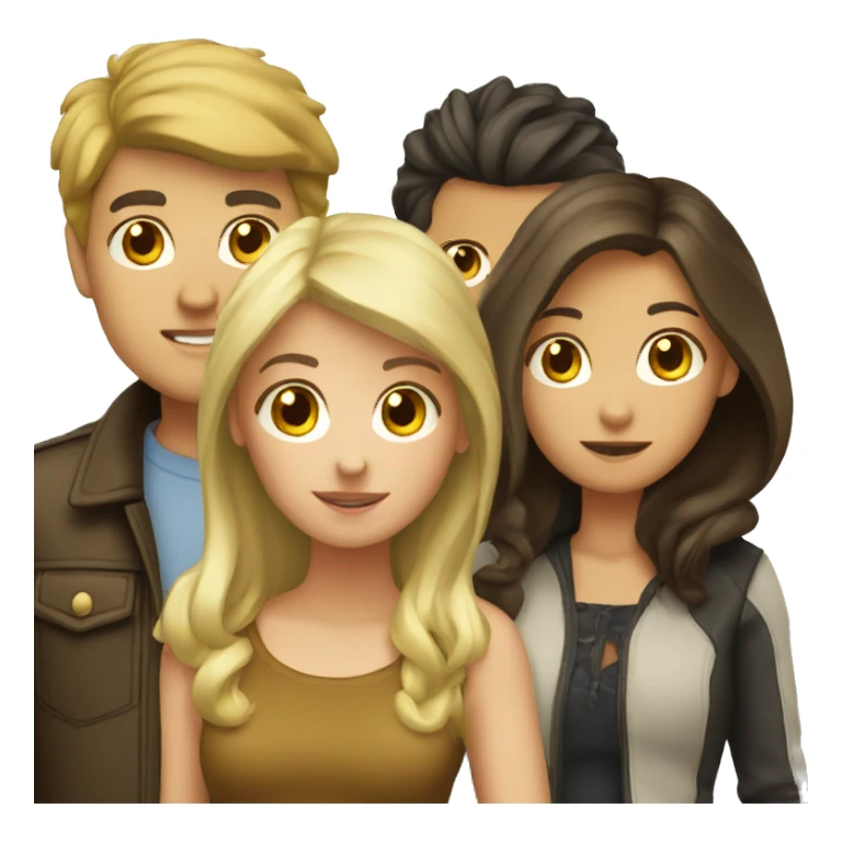 couple with blonde boy and brunette girl sticker