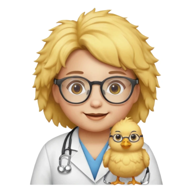 chick animal with glasses, wearing doctor uniform sticker