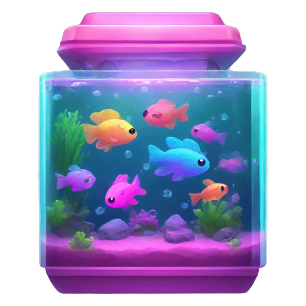 Kawaii neon fish tank  sticker