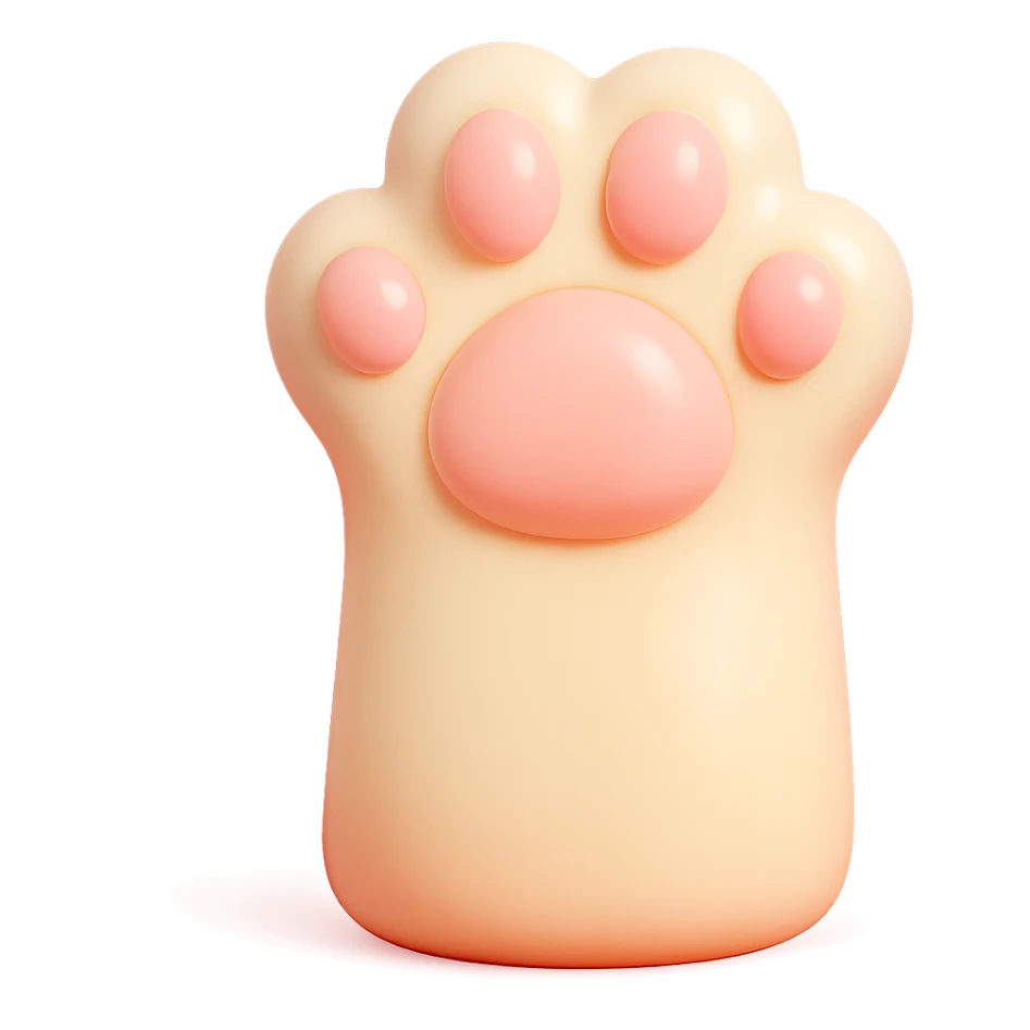 cat paw, vinyl figure style, toy-like, glossy finish sticker