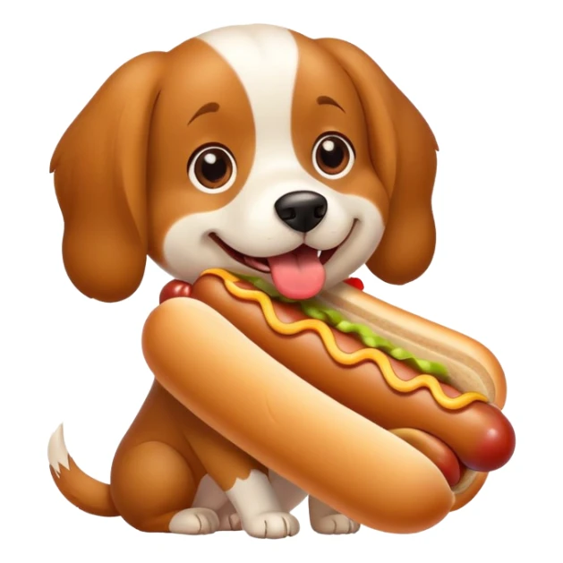 Dog eating a hot dog  sticker
