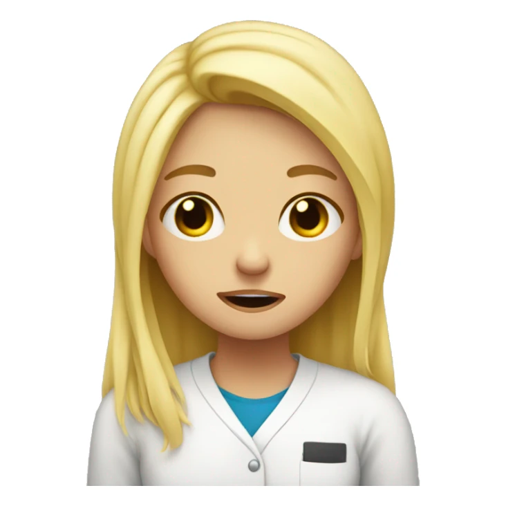 Blond girl crying after her exam sticker