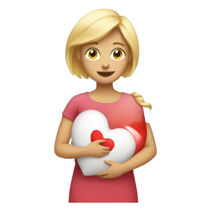 Blonde Mother holds her  big heart in her arm sticker
