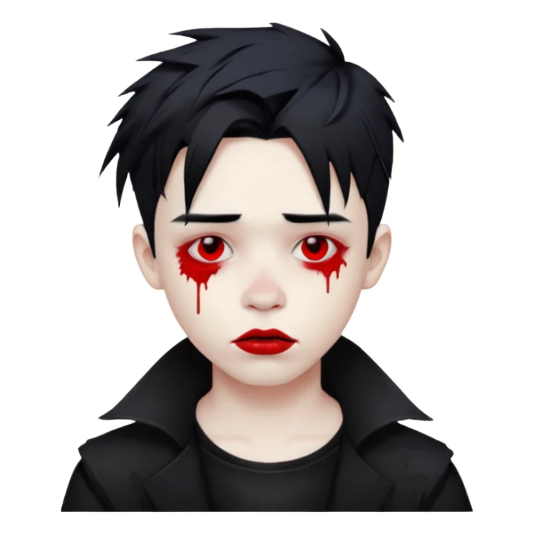 Goth boy with messy, smudged, red, lipstick  sticker