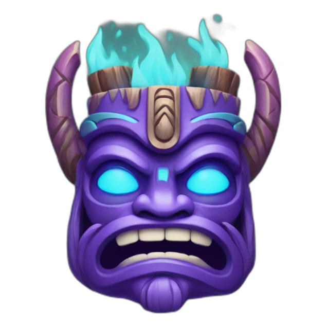 purple and cyan tiki god fire sticker