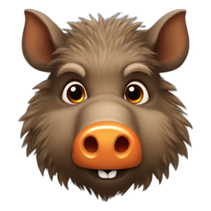 furry brown boar with orange cheeks and fangs sticker