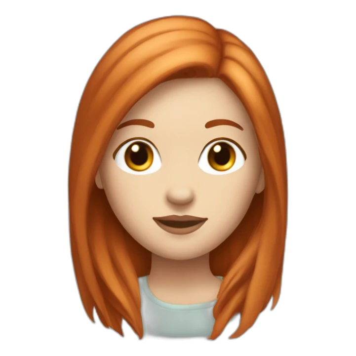 redhead white woman medium long straight hair, in love sticker