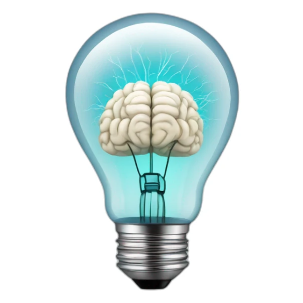 Light bulb with the filament in the shape of a brain sticker
