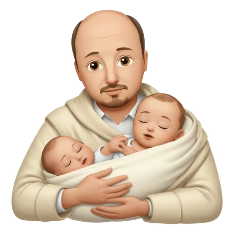 Rafael Benitez coach in his arms sleeps a baby sticker