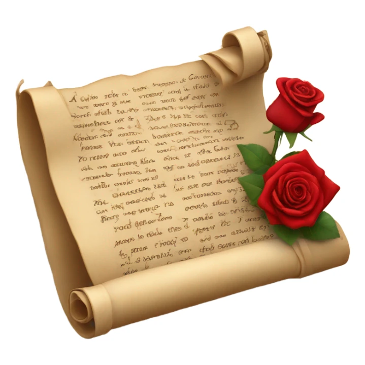 Realistic valentine poetry scroll with roses sticker