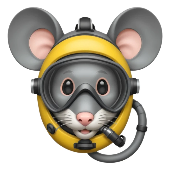 a mouse head with scuba gear (scuba mask and snorkel) sticker