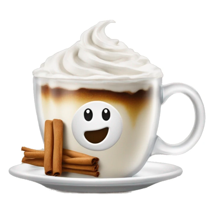 Café com chantilly por cima e uma pitada de canela numa caneca transparente sticker