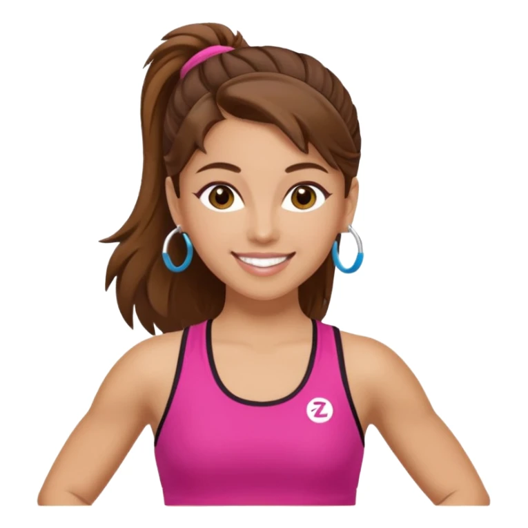 Make a zumba coach emoji, brown eyes, brown hair girl sticker