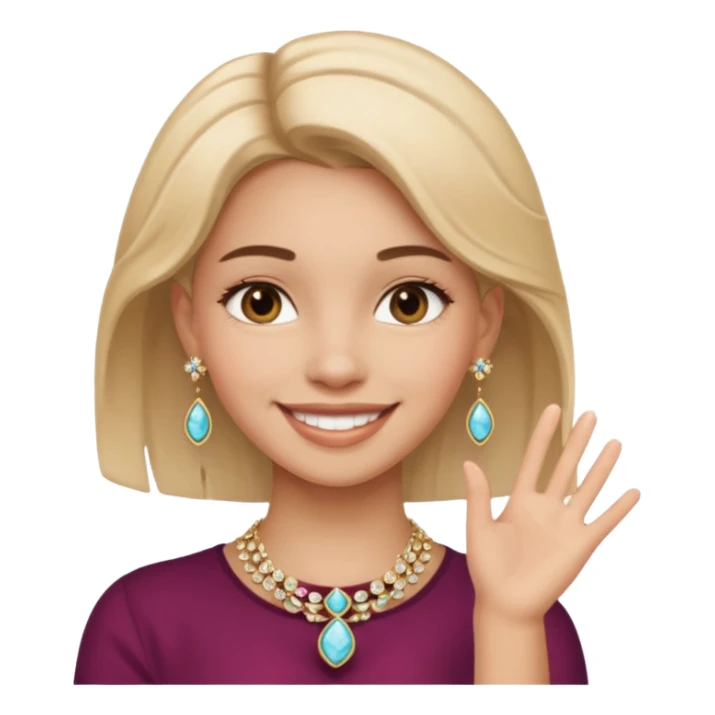 smiling girl with jewelry remove hand in face sticker