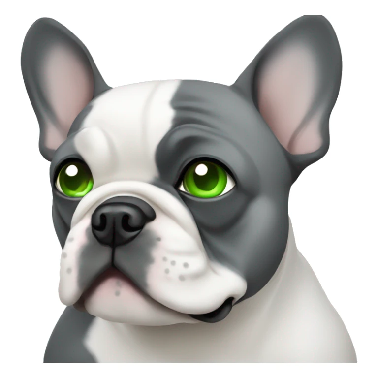grey french bulldog with green eyes sticker