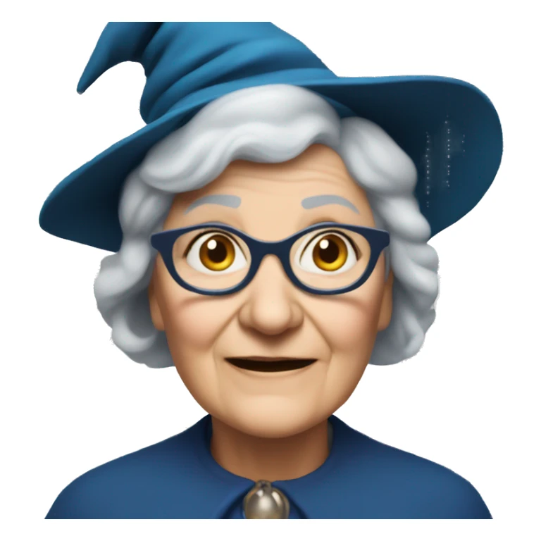 smart granny witch with glasses and blue hat directing orchestra sticker