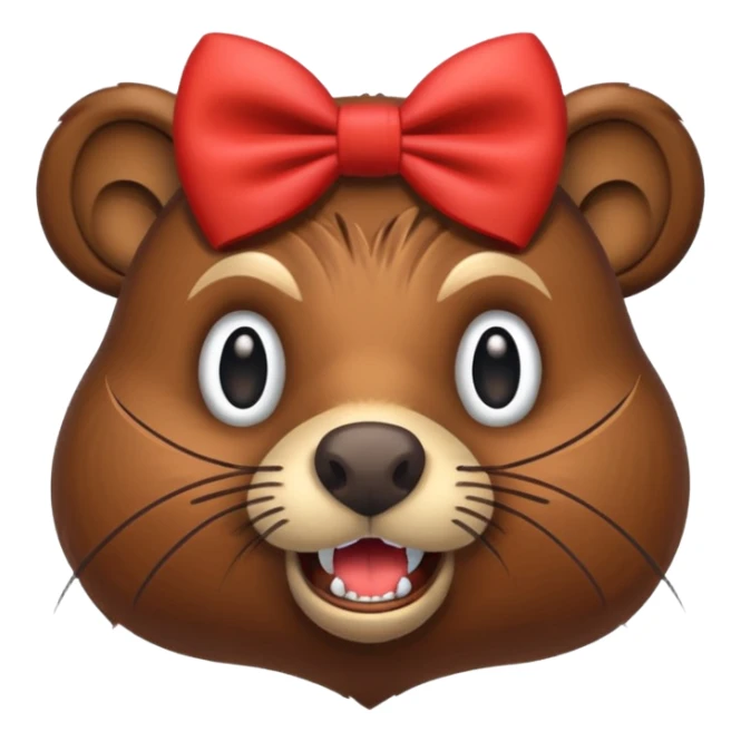 add a bow on the head of one beaver  sticker